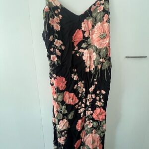 Reformation black floral midi dress